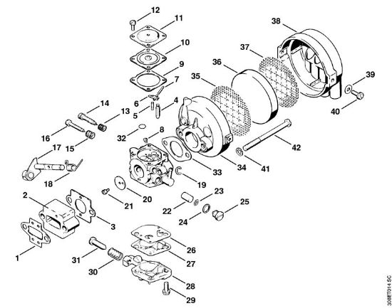 Motorsensen (FS) FS 65 AVRE Vergaser, Luftfilter   X 13 524 140 der Marke Stihl