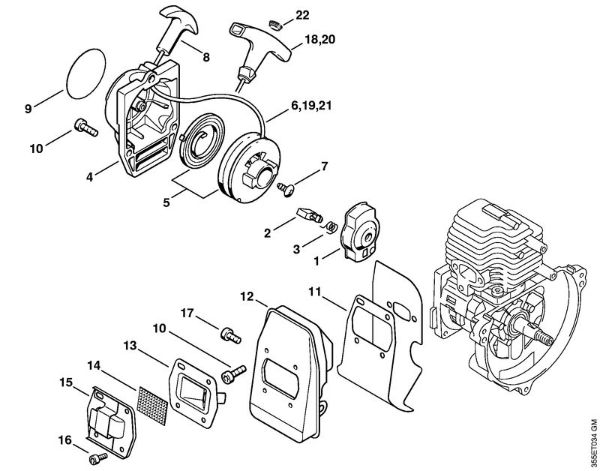 Motorsensen (FS) FS 72 R Anwerfvorrichtung, Schalldämpfer der Marke Stihl