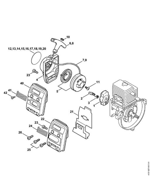 Motorsensen (FS) FS 80 Anwerfvorrichtung, Schalldämpfer der Marke Stihl