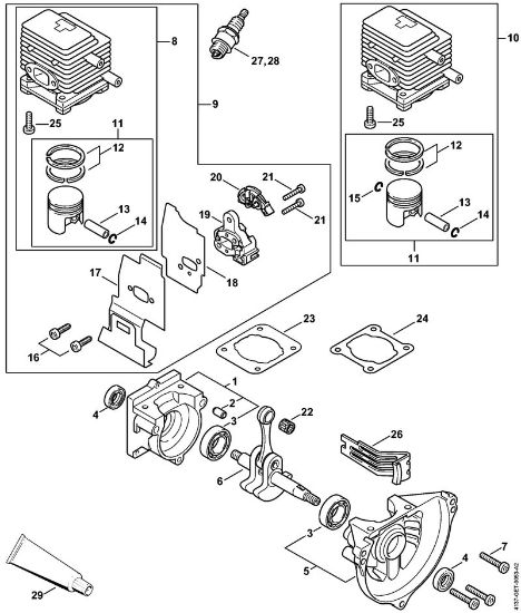 Motorsensen (FS) FS 80 R Kurbelgehäuse, Zylinder der Marke Stihl