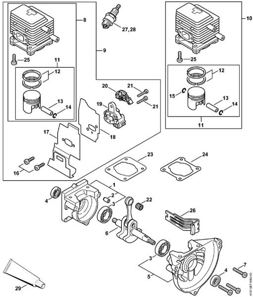 Motorsensen (FS) FS 80 R Kurbelgehäuse, Zylinder der Marke Stihl