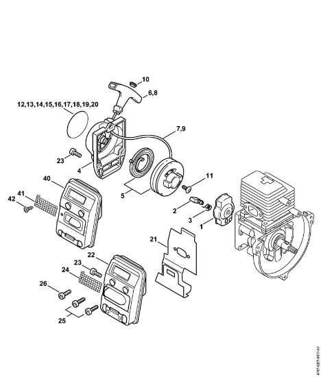 Motorsensen (FS) FS 85 R Anwerfvorrichtung, Schalldämpfer der Marke Stihl