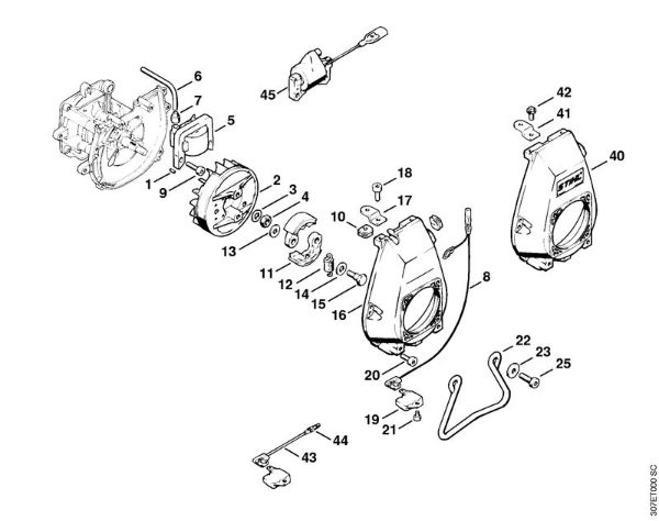 Motorsensen (FS) FS 86 Zündanlage, Lüftergehäuse der Marke Stihl