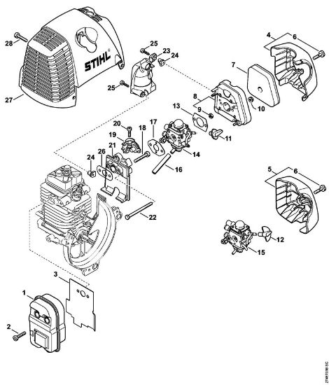 Motorsensen (FS) FS 87 Schalldämpfer, Luftfilter der Marke Stihl