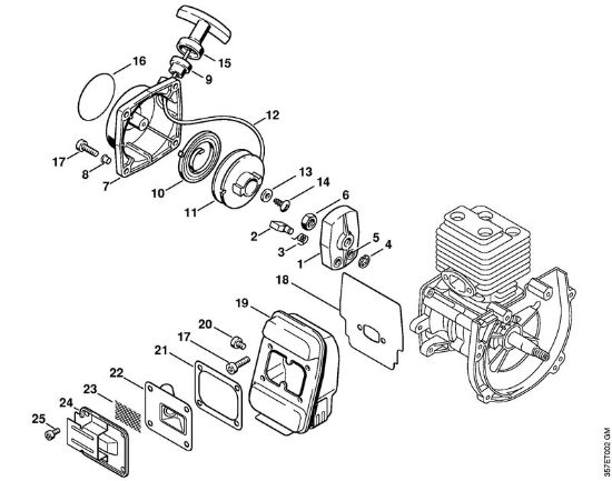 Motorsensen (FS) FS 88 Anwerfvorrichtung, Schalldämpfer der Marke Stihl