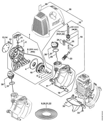 Motorsensen (FS) FS 90 - 4180 Anwerfvorrichtung, Kraftstofftank der Marke Stihl