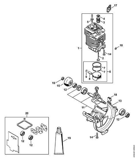 Motorsensen (FS) FS 90 - 4180 Zylinder, Kurbelwanne der Marke Stihl