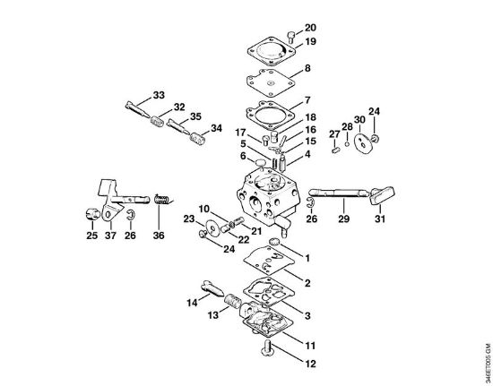 Rückentragbare Motorsensen (FR) FR 106 Vergaser WT-45, WT-112 der Marke Stihl