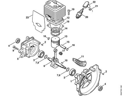 Rückentragbare Motorsensen (FR) FR 108 Kurbelgehäuse, Zylinder der Marke Stihl