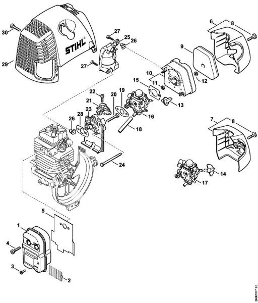 Rückentragbare Motorsensen (FR) FR 130 T Schalldämpfer, Luftfilter der Marke Stihl