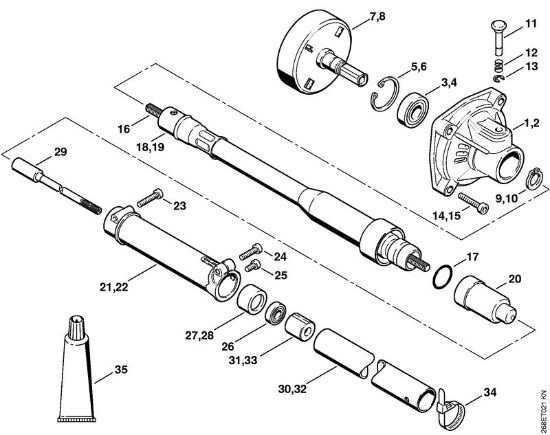 Rückentragbare Motorsensen (FR) FR 135 SEA Kupplungsgehäuse, Biegsame Welle der Marke Stihl