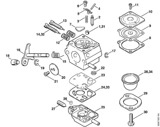 Rückentragbare Motorsensen (FR) FR 135 SEA Vergaser SK8, SK8-7XA, SK10, SK10-7XA der Marke Stihl