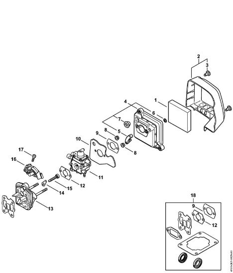 Rückentragbare Motorsensen (FR) FR 235.0 T Luftfilter, Zwischenflansch der Marke Stihl