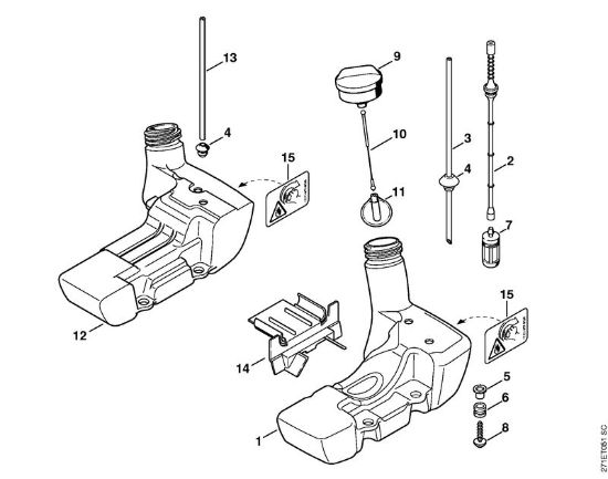 Rückentragbare Motorsensen (FR) FR 350 Kraftstofftank der Marke Stihl