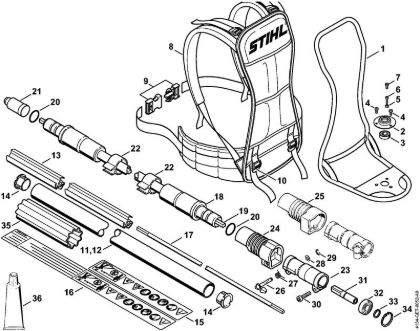 Rückentragbare Motorsensen (FR) FR 350 Tragrahmen, Schaft der Marke Stihl