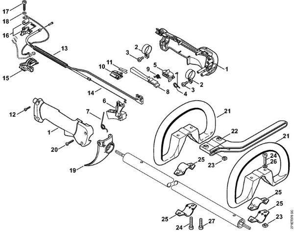 Rückentragbare Motorsensen (FR) FR 450 Bedienungsgriff der Marke Stihl
