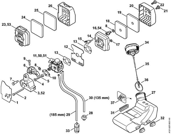 Rückentragbare Motorsensen (FR) FR 85 T Luftfilter, Kraftstofftank der Marke Stihl