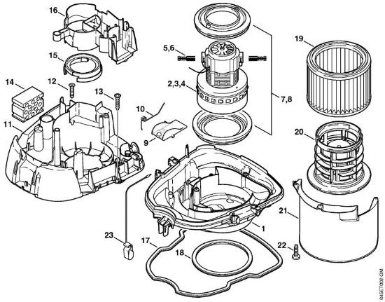 Sauger (SE) SE 121 E Motorgehäuse, Elektromotor, Filter der Marke Stihl