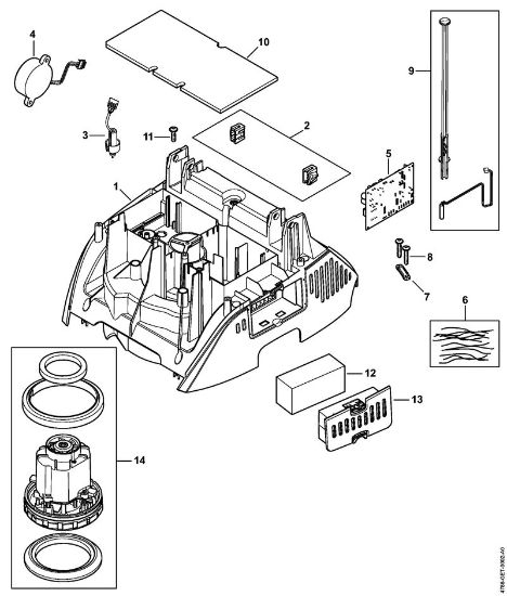 Sauger (SE) SE 133 ME Motorgehäuse oben, Elektromotor der Marke Stihl