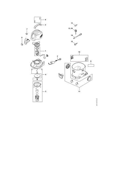 Bild von Haube, Anschlussleitung, Elektromotor, Filter, Behälter SE 33