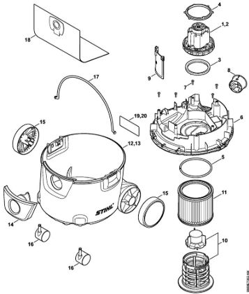 Sauger (SE) SE 62 E Elektromotor, Filter, Behälter der Marke Stihl