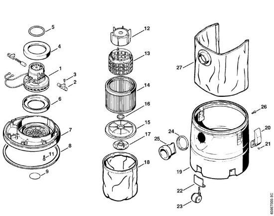 Sauger (SE) SE 80 Elektromotor, Filter, Behälter der Marke Stihl