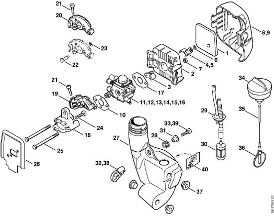FC 55 FC 55 Luftfilter, Kraftstofftank der Marke Stihl