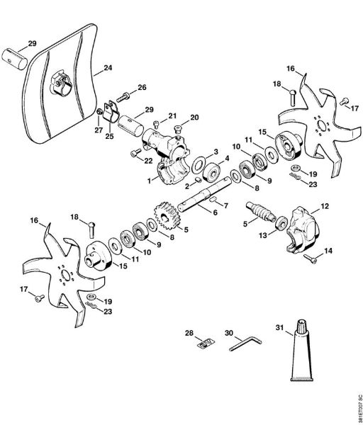 BC 3, BC 20, BC 30, BC 35, BC 40 BC 35 Kultivator BC 3, 20, 30, 35 der Marke Stihl