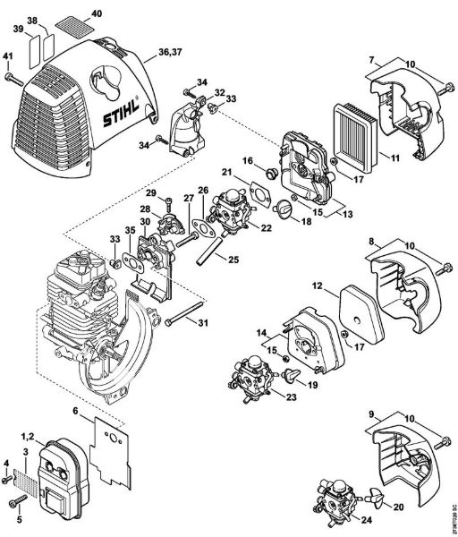 KombiMotoren (KM) KM 130 R Schalldämpfer, Luftfilter der Marke Stihl