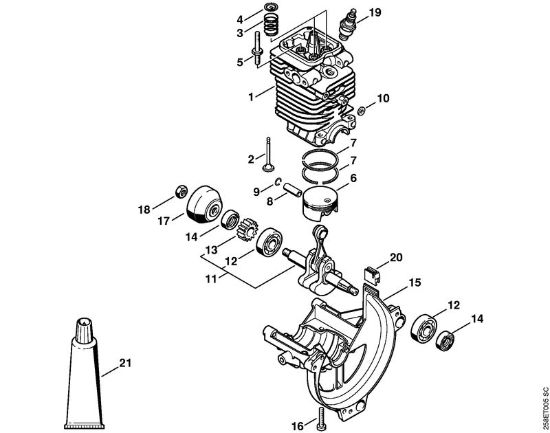 KombiMotoren (KM) KM 130 R Zylinder, Kurbelwanne der Marke Stihl