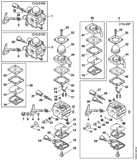 KombiMotoren (KM) KM 55 Vergaser C1Q-S186, C1Q-S153, C1Q-S97 der Marke Stihl