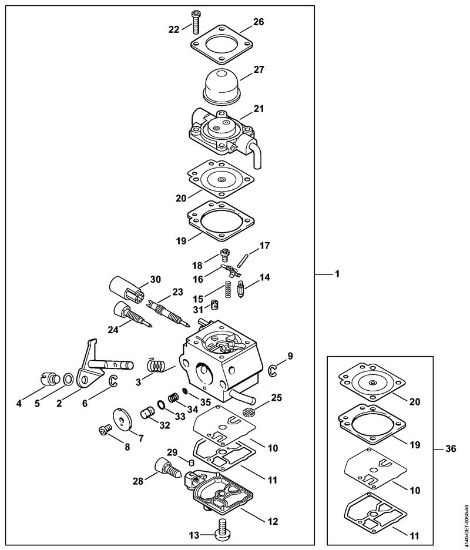 KombiMotoren (KM) KM 55 Vergaser C1Q-S66 der Marke Stihl