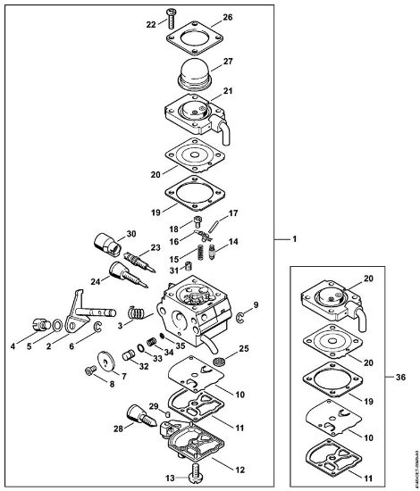 KombiMotoren (KM) KM 55 Vergaser C1Q-S71 der Marke Stihl