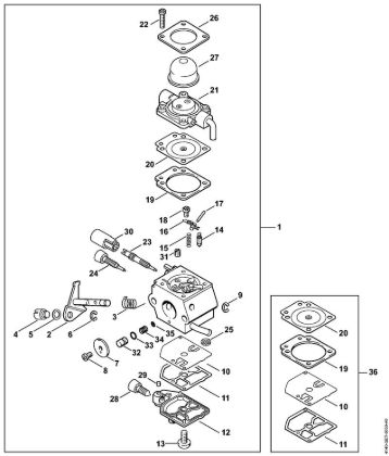 KombiMotoren (KM) KM 55 C-E Vergaser C1Q-S66 der Marke Stihl