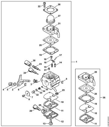 KombiMotoren (KM) KM 55 C-E Vergaser C1Q-S71 der Marke Stihl