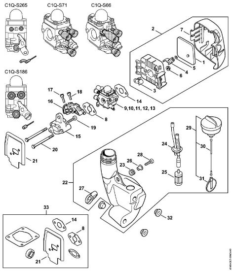 KombiMotoren (KM) KM 55 R Luftfilter, Kraftstofftank KM 55 R der Marke Stihl