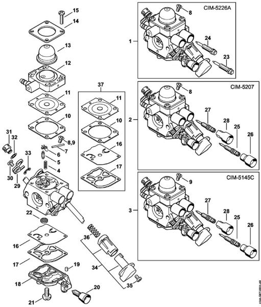 KombiMotoren (KM) KM 56 RC-E Vergaser C1M-S226, C1M-S207, C1M-S145 der Marke Stihl