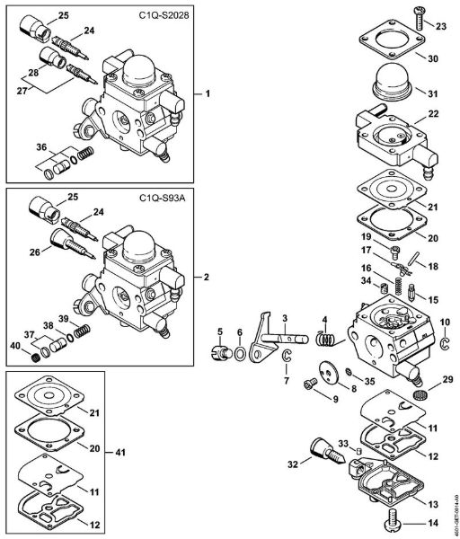 MultiMotoren (MM) MM 55 Vergaser C1Q-S202, C1Q-S93 der Marke Stihl