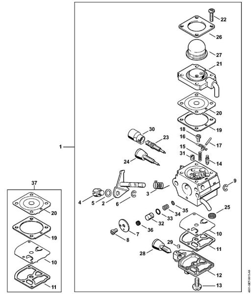 MultiMotoren (MM) MM 55 Vergaser C1Q-S79 der Marke Stihl