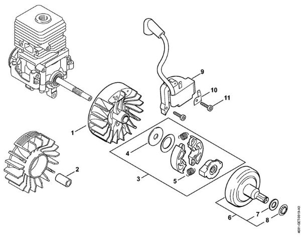MultiMotoren (MM) MM 55 Zündanlage, Kupplung der Marke Stihl