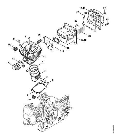 GS 461 GS 461 Zylinder, Schalldämpfer der Marke Stihl