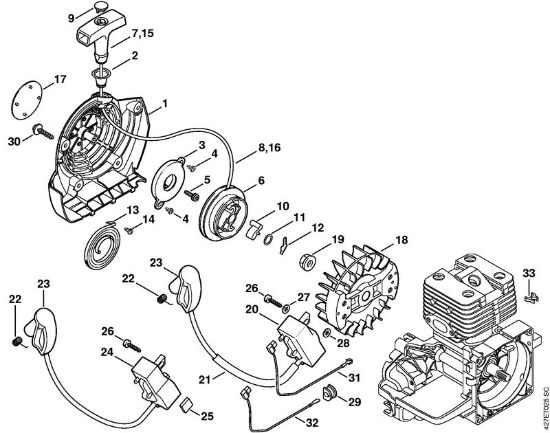 BT 120 C BT 120 C Anwerfvorrichtung, Zündanlage der Marke Stihl