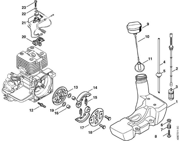 BT 121 BT 121 Kraftstofftank, Kupplung der Marke Stihl