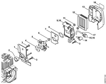 BT 121 BT 121-Z Vergasergehäuse, Luftfilter der Marke Stihl