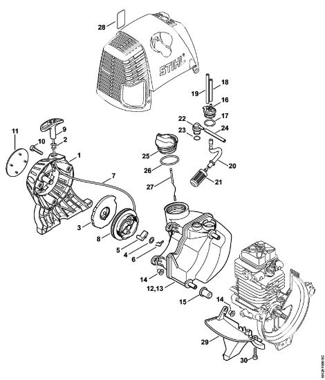 BT 130 BT 130 Anwerfvorrichtung, Kraftstofftank der Marke Stihl