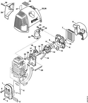 BT 130 BT 130-Z Schalldämpfer, Luftfilter, Luftführungshaube der Marke Stihl