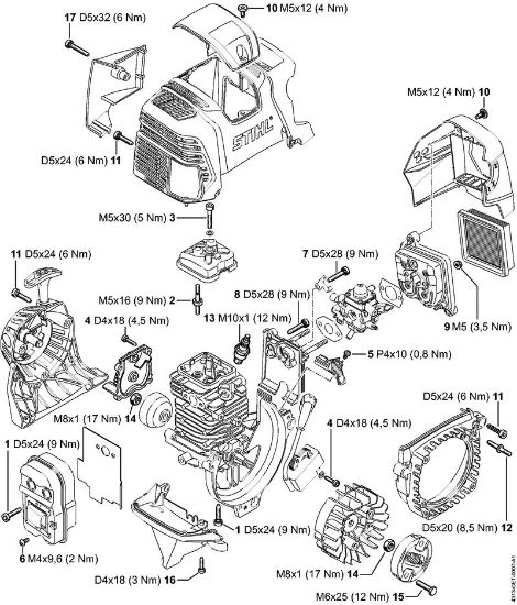 BT 131 BT 131 Anziehdrehmomente der Marke Stihl