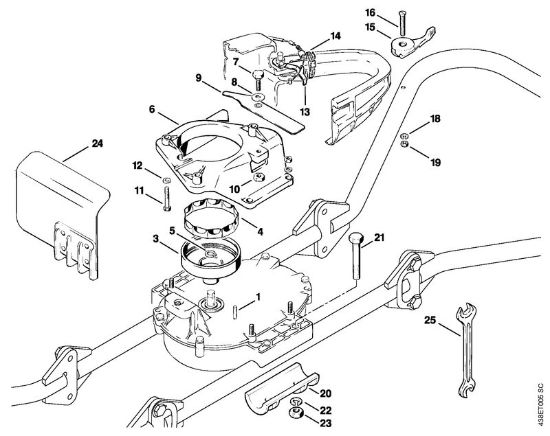 BT 308 BT 308 Anbausatz 045/056 Kupplungstrommel, Regulierhebel der Marke Stihl