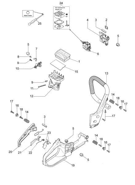Handle and air filter GS 350 (Euro 2) Chainsaw