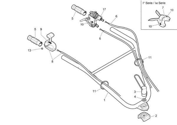 Handle-bar adjustable and control box MH 180RK (K700 H - SN T210) (EN709) Rotary tiller